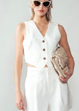 Button Front Crop Vest