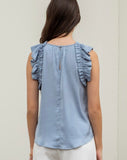 Silky Ruffle Trim Sleeveless top