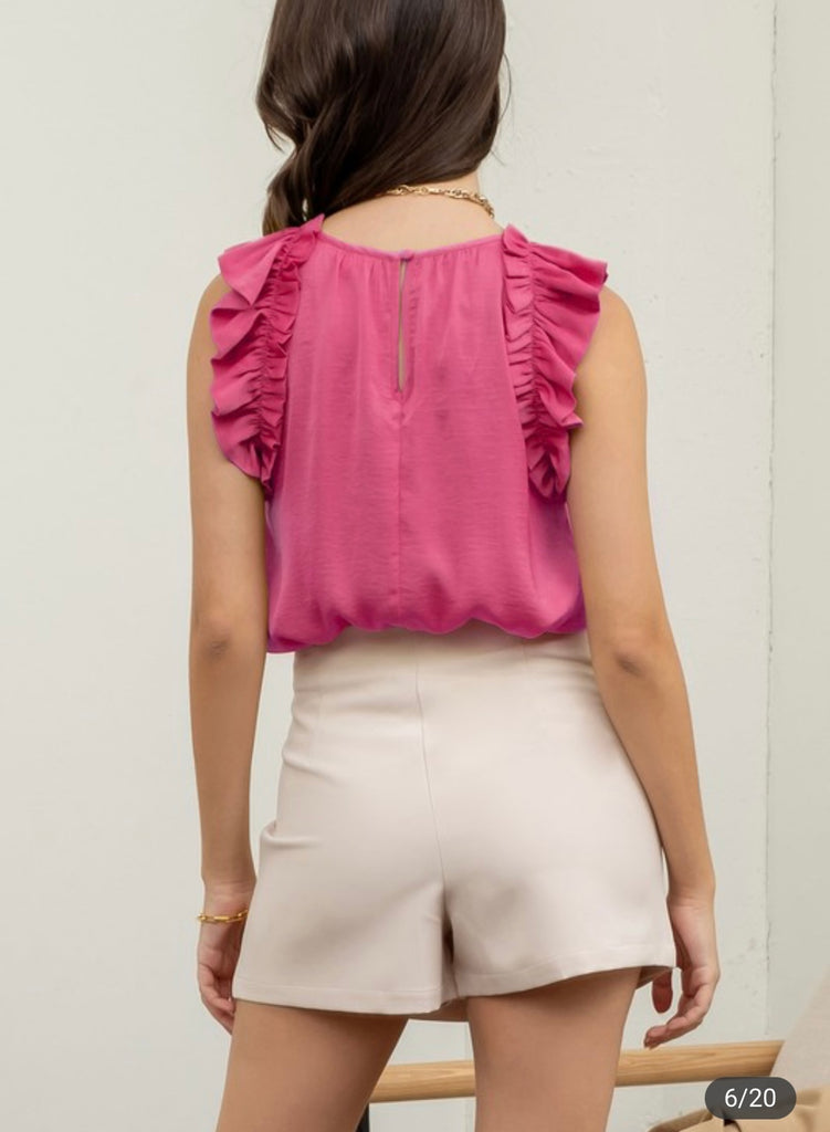 Silky Ruffle Trim Sleeveless top