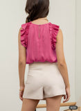 Silky Ruffle Trim Sleeveless top