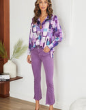 Purple Raw Edge Denim Flare Jeans