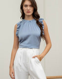 Silky Ruffle Trim Sleeveless top