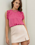 Silky Ruffle Trim Sleeveless top