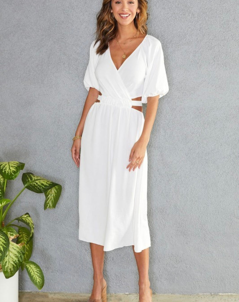 White Open Back Tie Dress