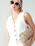 Button Front Crop Vest
