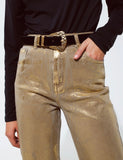 Gold Brushed Metallic Jeans