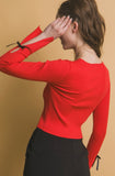 Red Lace Up Bow key Hole Sweater