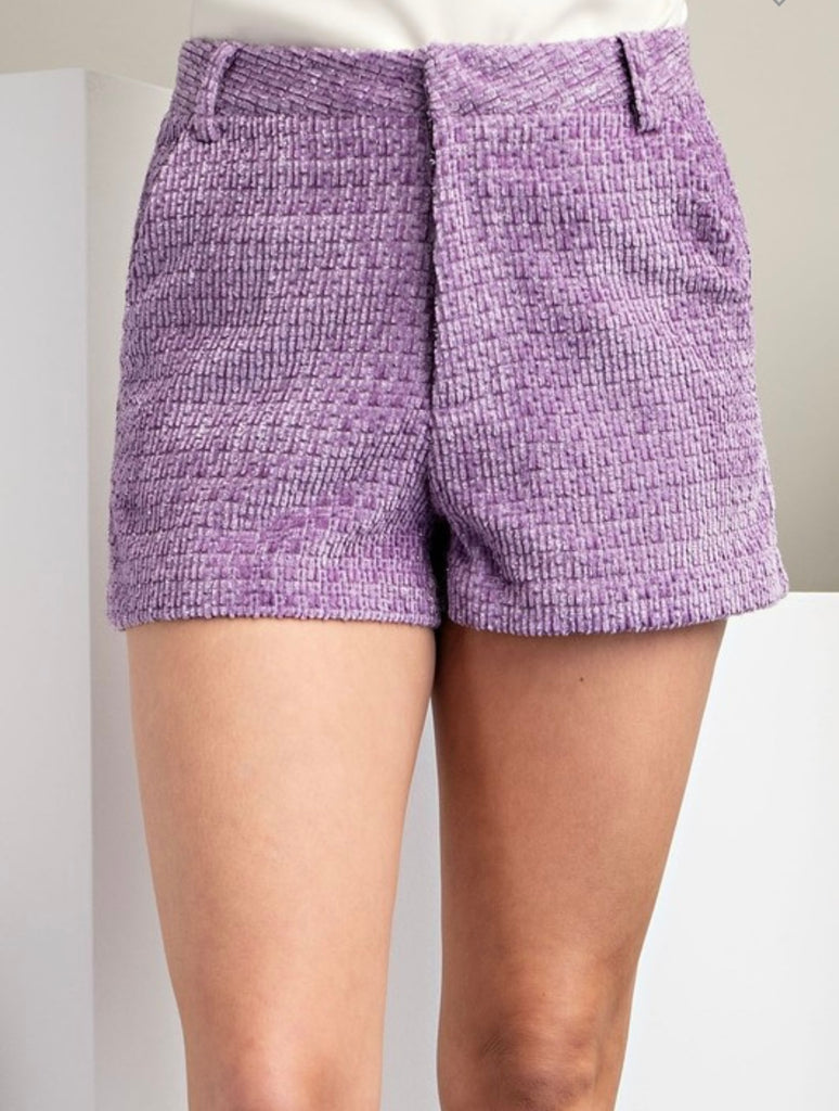 Lavender Soft Tweed Game Day Shorts