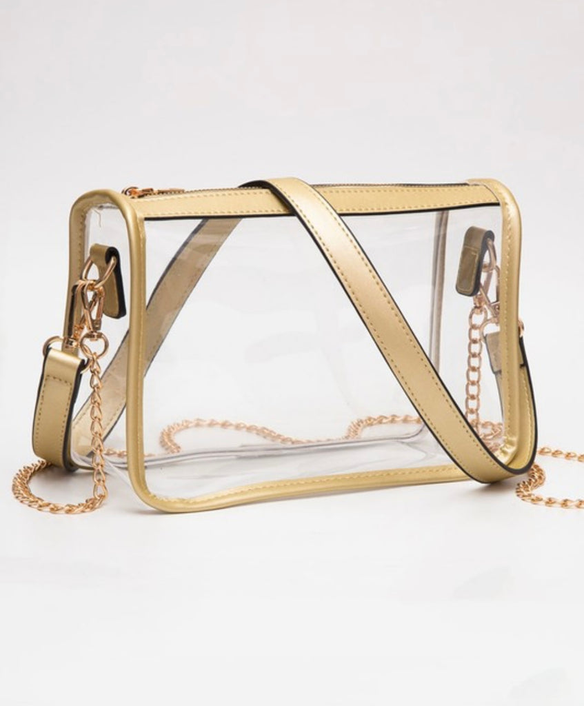 Clear Gold Trim Handbag