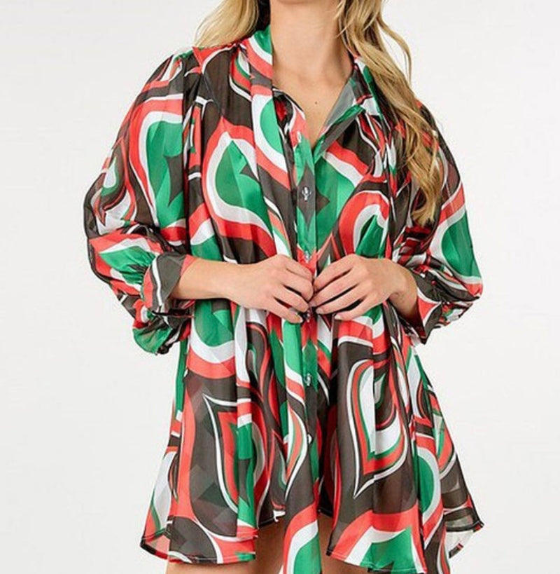 Green Multi Self Tie Top
