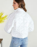 White Mock Neck Short Quilted Jacket