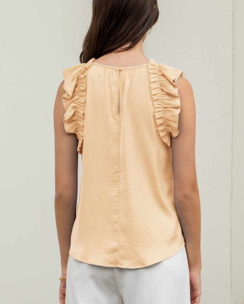 Silky Ruffle Trim Sleeveless top