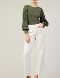 Cream Suede Wide Leg Pants
