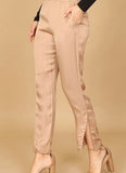 Champagne Silk Side Slit Pants