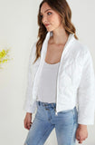 White Mock Neck Short Quilted Jacket