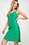 Green Cross Back Silky Dress