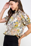 Neutral Floral Mock Neck Top