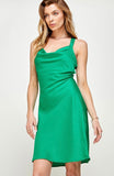 Green Cross Back Silky Dress