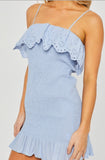 Mini Sky Blue Smocked Ruffle Dress