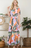 Multi Tropical Tiered Flowing Dress