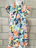 Floral Ruffle Mint Orange Mix Top