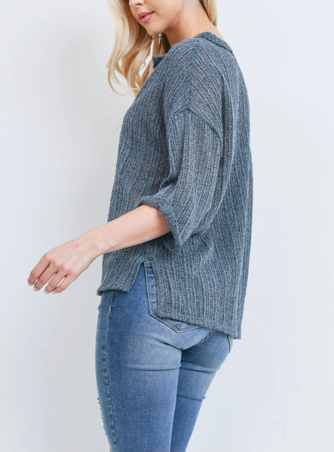 Vintage Denim Open Weave Sweater