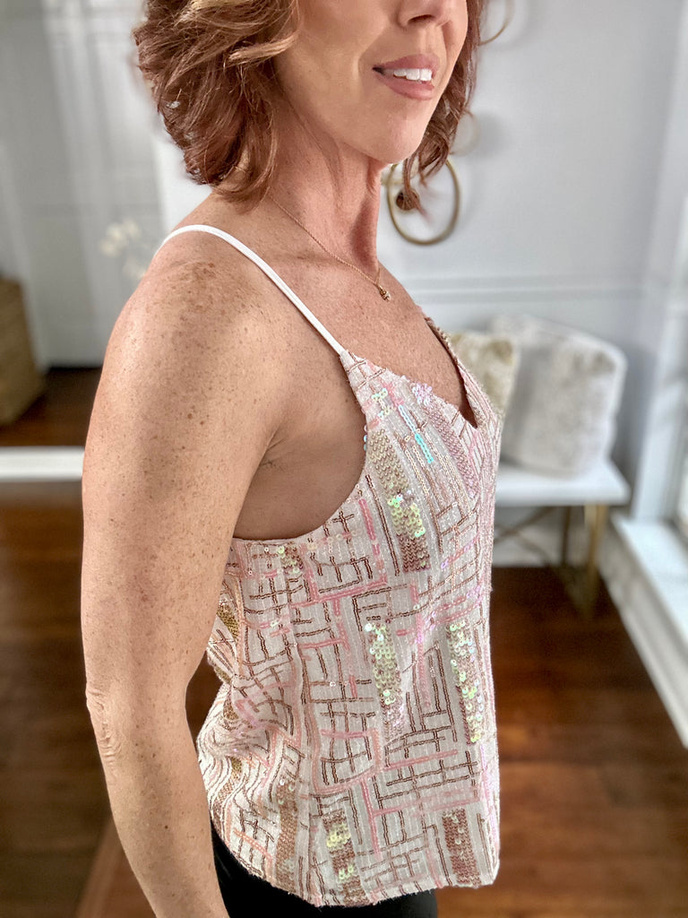 Pattern Shaped Sequins Cami Top