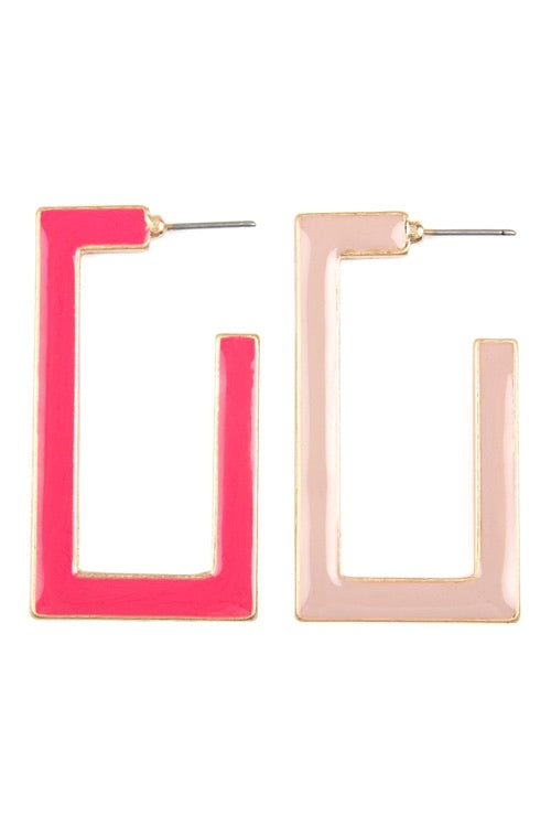 Two Toned Rectangular Earrings