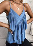 Flowy Denim Ruffle Top