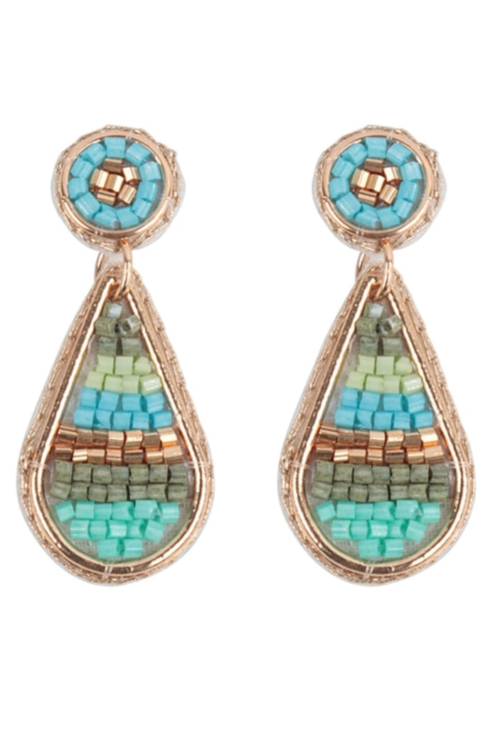 Turquoise Teardrop Beaded Earrings