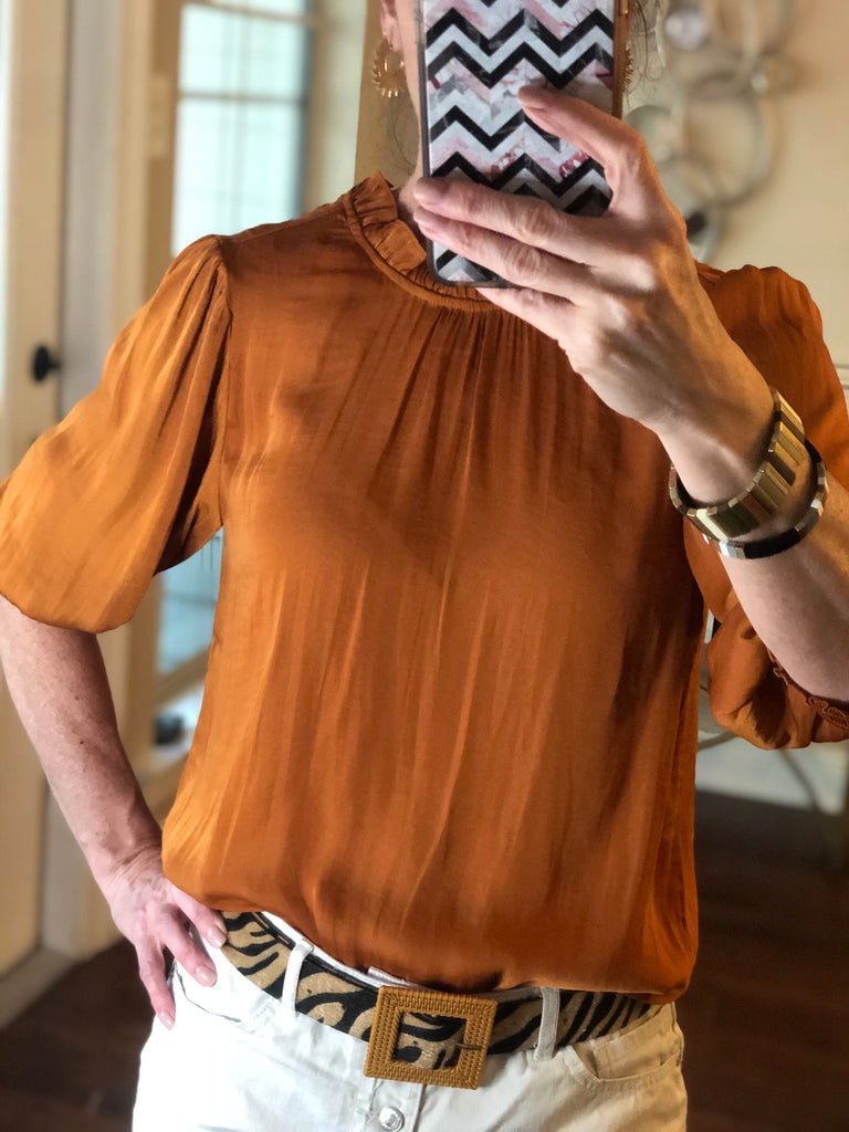 Elegant Ruffle Smock Silk Top