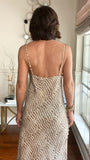 Cream Spotted Midi Slip Dress