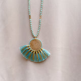 Long Gold Medallion Tassel Necklace