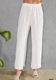 Raw Hem White Linen Islet Pants