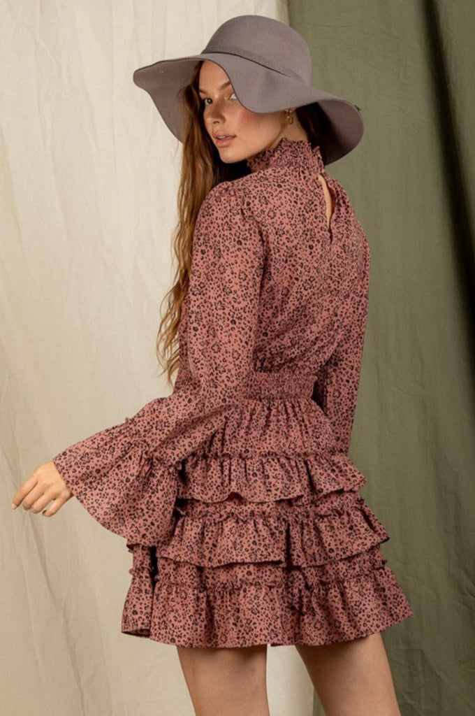 Mauve Smocked Ruffle Dress
