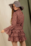 Mauve Smocked Ruffle Dress