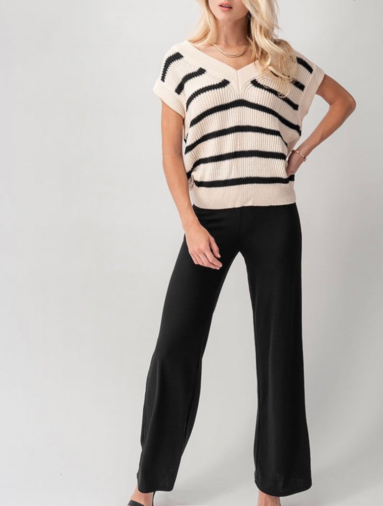 High Rise Ribbed Knit Pants