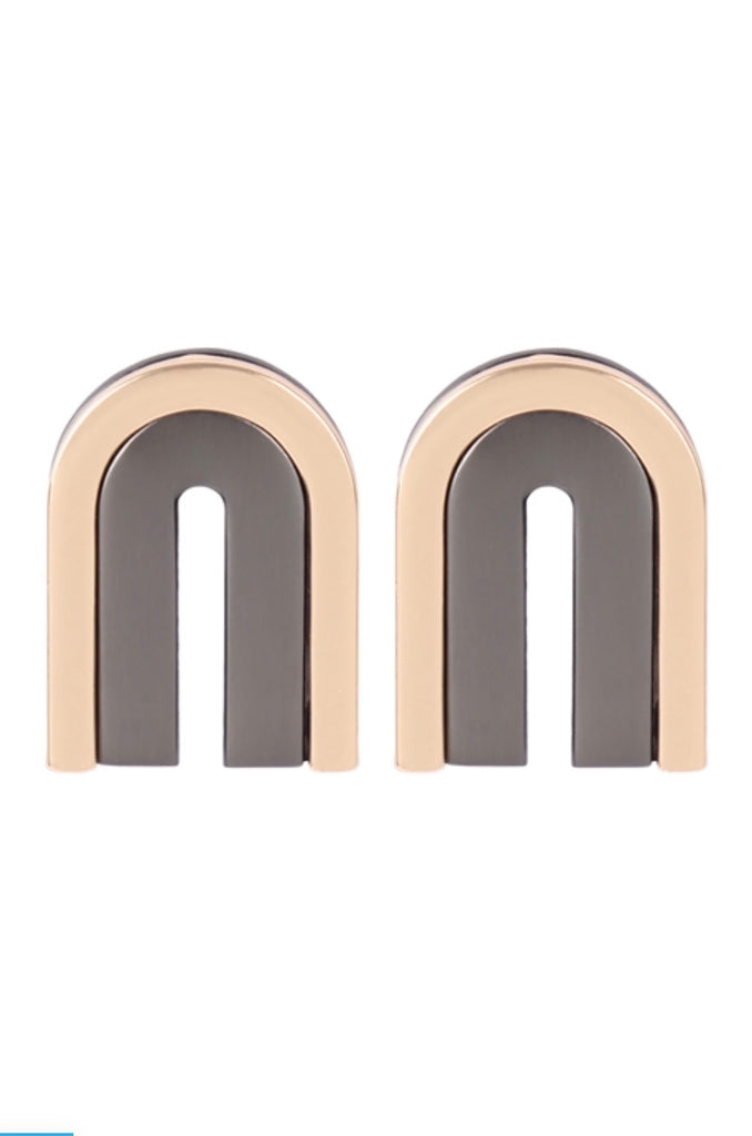 Two Toned Upside Down U Earrings