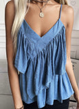 Flowy Denim Ruffle Top