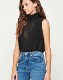 Mock Neck Shirred Sleeveless Bodysuit