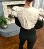 Taupe Ruffle Crop Leather Vest