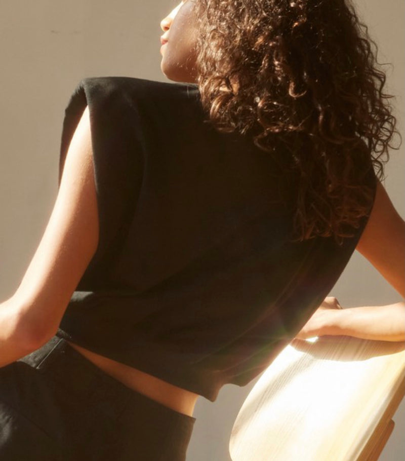 Padded Shoulder Crop Top