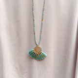 Long Gold Medallion Tassel Necklace