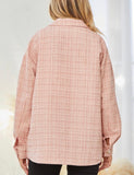 Tweed Blush Pearl Button Shacket