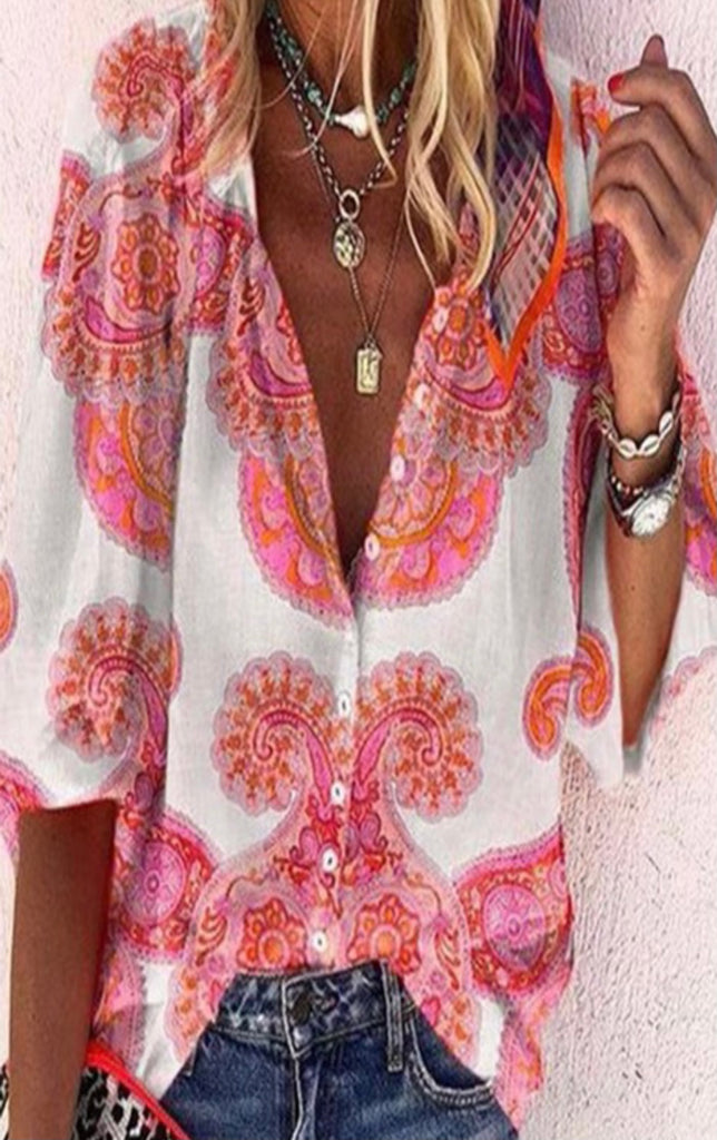 Boho Print Silky Top