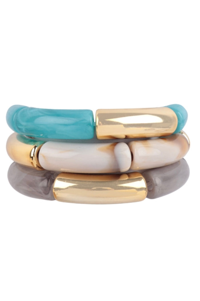 Two Toned Tube Stretch Bracelets