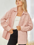 Tweed Blush Pearl Button Shacket