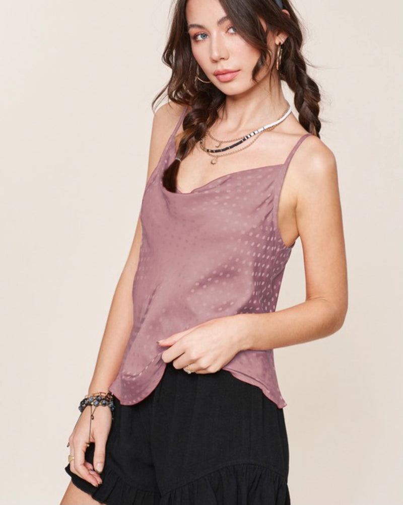 Gray Violet Cowl Neck Cami Top
