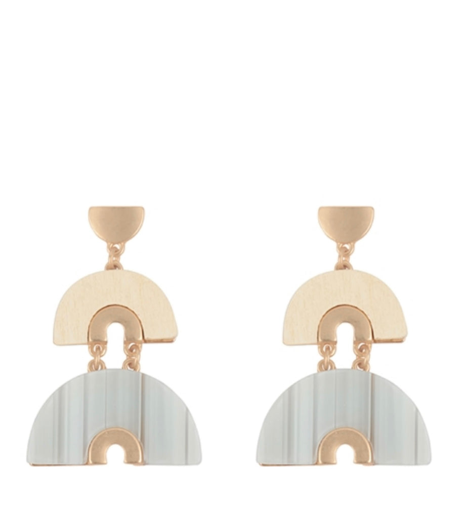 Wood Arch Layered Drop Earrings