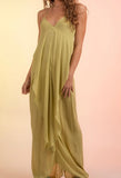 Avacado Green Back Drape Maxi Dress